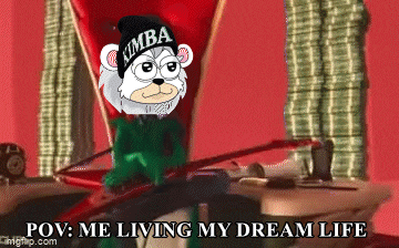 a cartoon character with a beanie that says kimba on it
