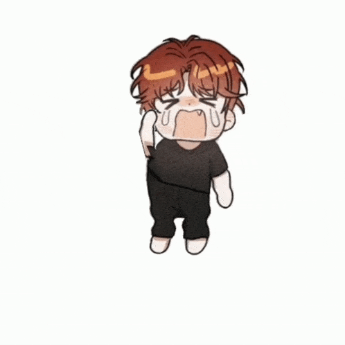 a cartoon of a boy with red hair crying with his mouth open