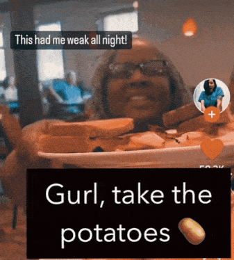 Girl Take The Potatos Plate GIF - Girl Take The Potatos Potato Plate GIFs