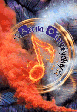 a logo for arena olympics has a music note in the center