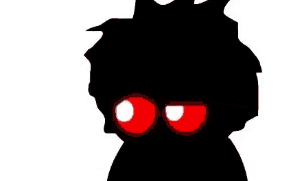 a silhouette of a person with red eyes .