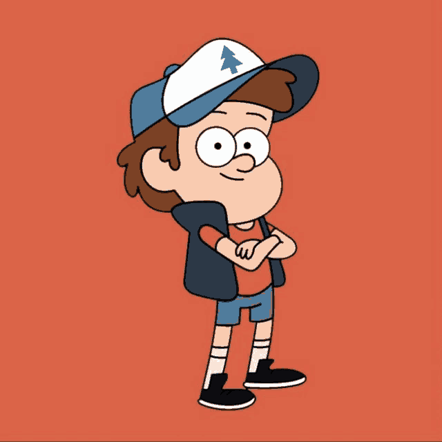 a cartoon character with his arms crossed and a hat with a pine tree on it