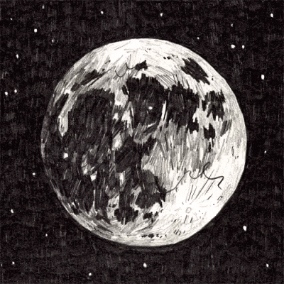 a drawing of a full moon in the night sky