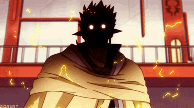 a cartoon drawing of a man with glowing eyes and a caption that says ' exstar '