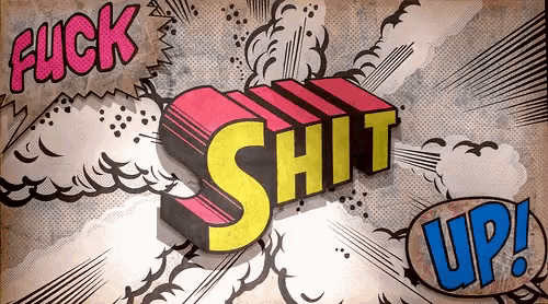a comic book explosion with the word shit coming out