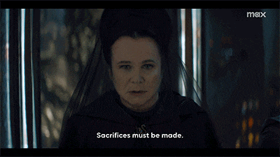 a woman says sacrifices must be made on a screen