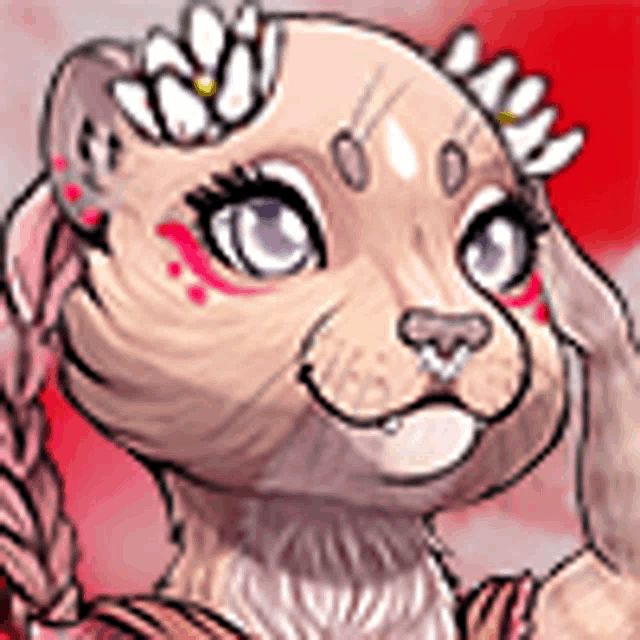 a close up of a cartoon drawing of a lion with braids on its head .