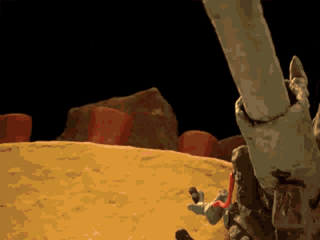 a cartoon drawing of a man falling from a cliff