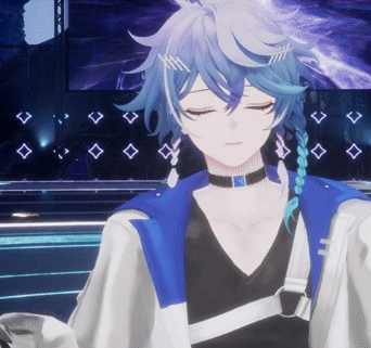 a girl with blue hair is wearing a choker and braids