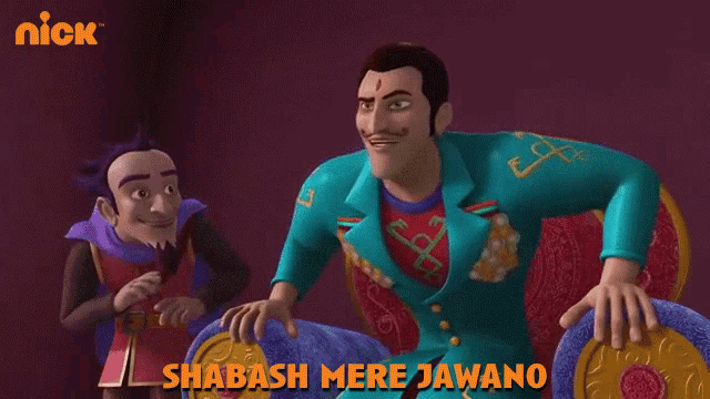 a nick cartoon shows a man in a blue suit