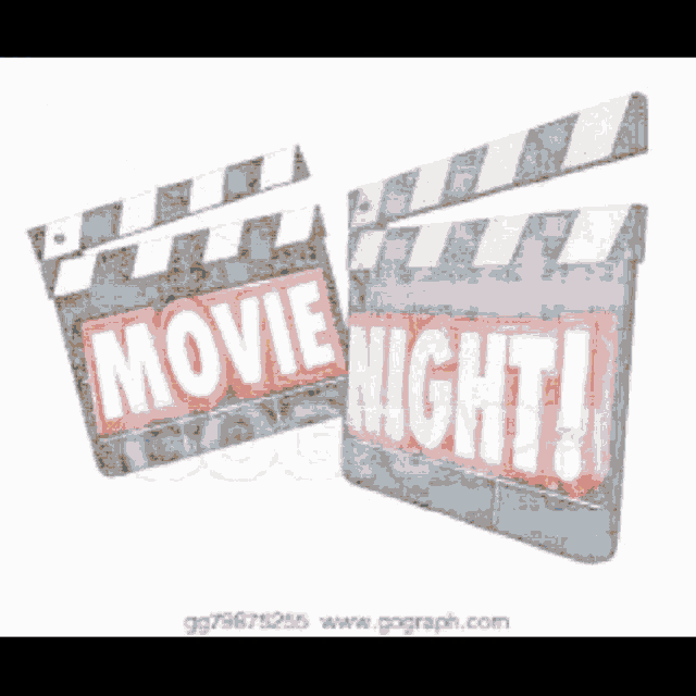a movie night sign with a red background