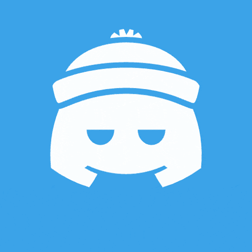 a white discord icon with a hat on