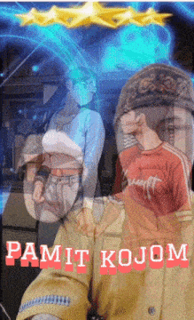 a picture of a man and a woman with the words " pamt kojom " written on the bottom