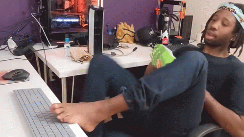 Typing With Toes Jabrils GIF - Typing With Toes Jabrils Chilling GIFs