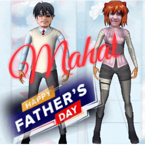 a happy father 's day card with a man and a girl