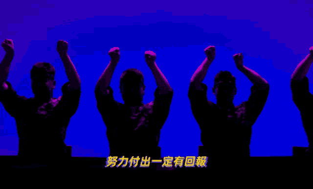 a group of men flexing their muscles in front of a blue background