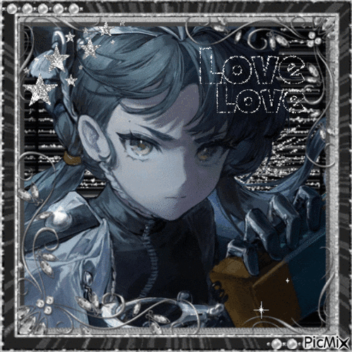 a picture of a girl with the words i love love on it