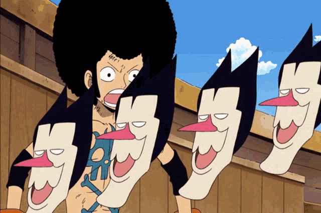 a man with an afro is surrounded by a row of cartoon faces with the letter h on them