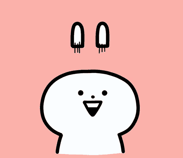 a cartoon drawing of a person 's head with a smiley face and a pink background