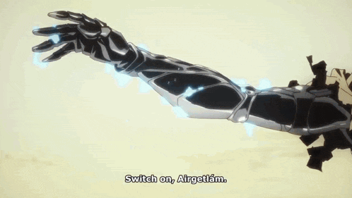 a close up of a person 's arm with the words `` switch on , airgetiam '' written on it .