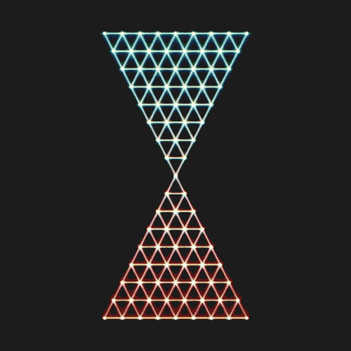 a pyramid made of triangles on a dark background