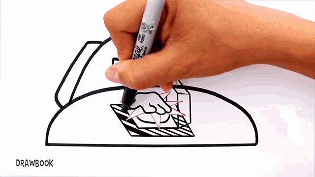 a person is drawing a picture with a marker that says sharpie
