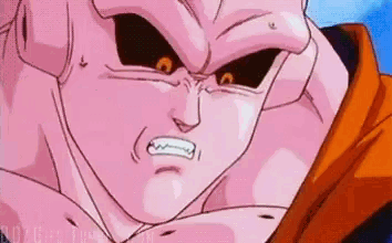 a close up of a cartoon character 's face with a very angry expression .