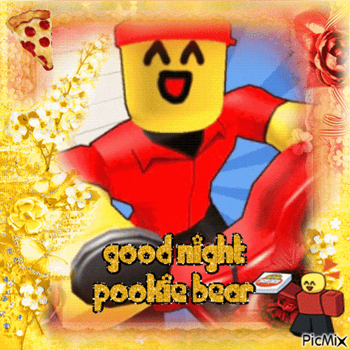a picture of a cartoon character with the words goodnight poofie bear on it