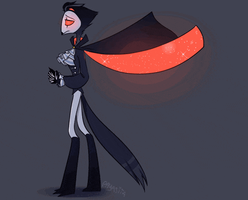 a drawing of a vampire with a red cape and the letters epbmsta on the bottom right