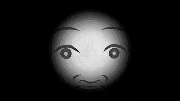 a black and white drawing of a person 's face with a sad expression