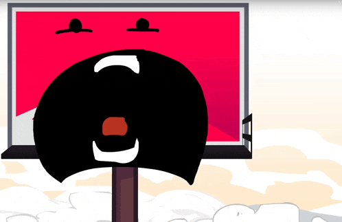 a cartoon drawing of a billboard with a black face