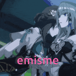 a picture of a girl with the word emisme written in pink