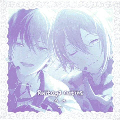 a picture of two anime characters with the words " ruitoya cuties " underneath them