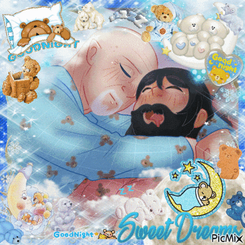 a picture of a man hugging a baby with the words sweet dream written on the bottom