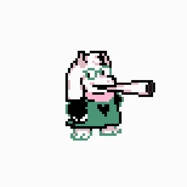 a pixel art of a sheep with glasses holding a cigarette .