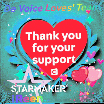 a red heart with the words thank you for your support