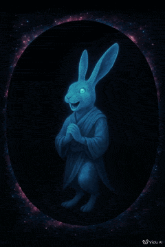 a bunny with a speech bubble that says flameo hotman