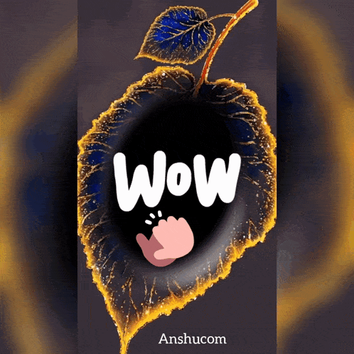 the word wow is on a leaf with a hand