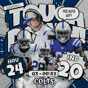 a poster for the indiana colts football team shows players and coaches