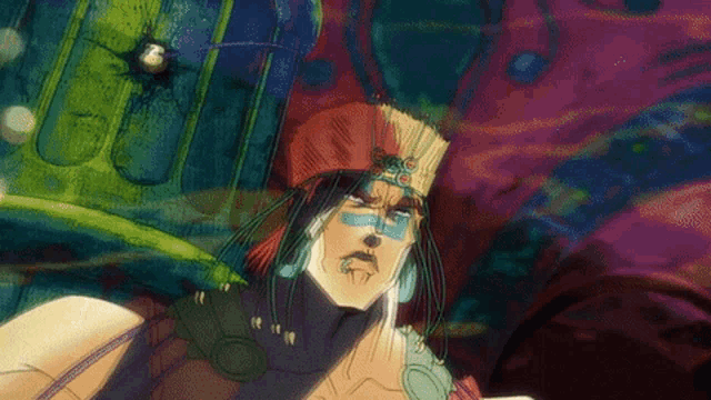 a cartoon of a man wearing a native american costume
