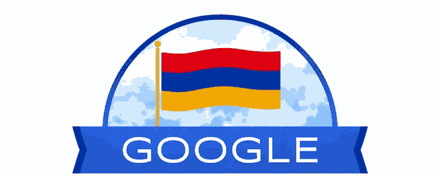 a google logo with a flag in the middle