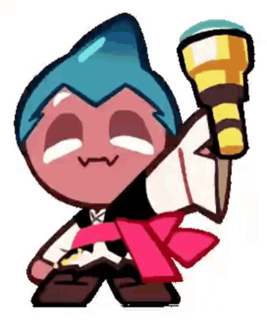 a cartoon character is holding a megaphone in his hand and wearing a tuxedo .