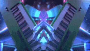 a computer generated image of a robot 's face with a keyboard in front of it