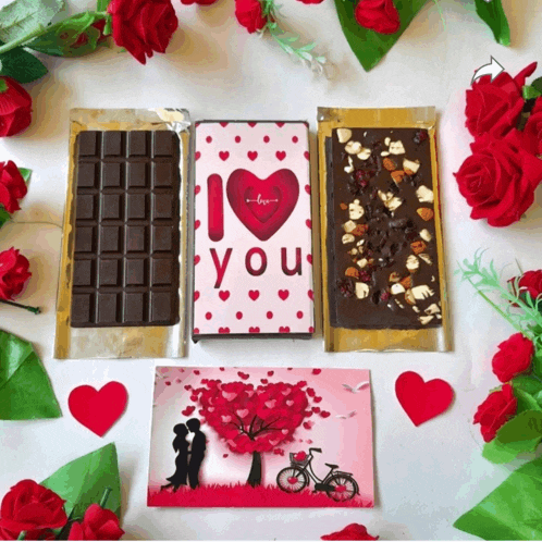 a chocolate bar that says " i love you " on it