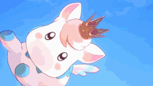 a unicorn with a crown on its head is flying in the air