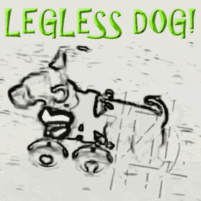 a drawing of a dog with the words legless dog written above it