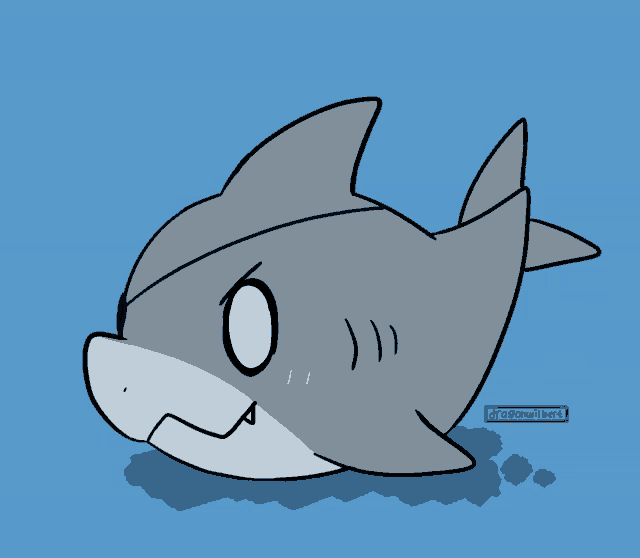 a drawing of a shark with the name dragonmailbert on the bottom right