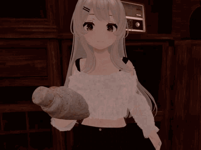 a computer generated image of a person holding a large white object