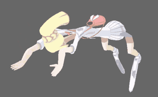 a cartoon drawing of a girl in a white skirt laying on her back