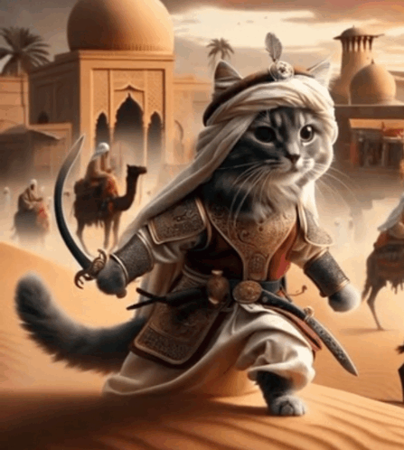 Cat Arabic GIF - Cat Arabic Sword GIFs